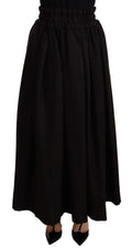 Dolce & Gabbana Schwarzer Maxirock aus Wolle mit hoher Taille PIECE