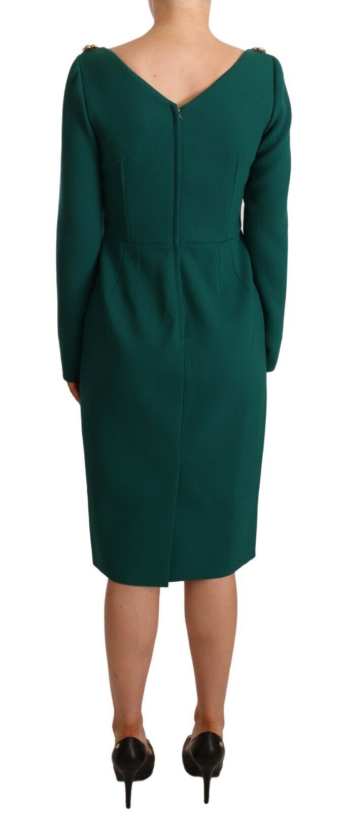 Dolce & Gabbana Grünes Midikleid aus Stretch-Krepp mit Kristall