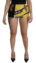 Dolce & Gabbana Yellow Black Cotton Jewel Hot Pants Shorts