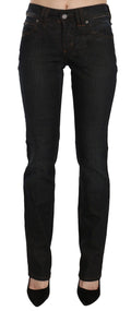 John Galliano Schwarz Mid Waist Slim Fit Cord Denim Freizeithosen