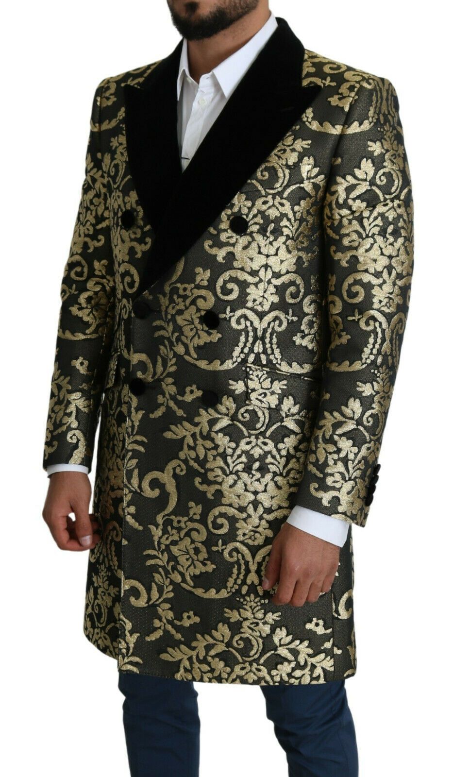 Dolce & Gabbana Black Gold Jacquard Coat SICILIA Jacket