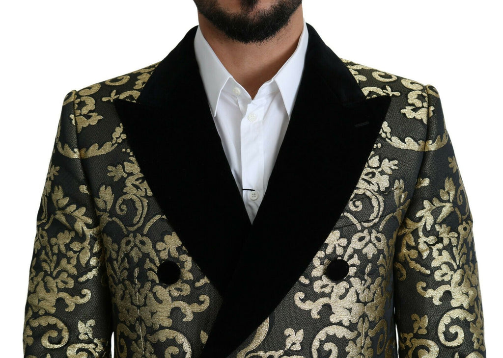 Dolce & Gabbana Black Gold Jacquard Coat SICILIA Jacket