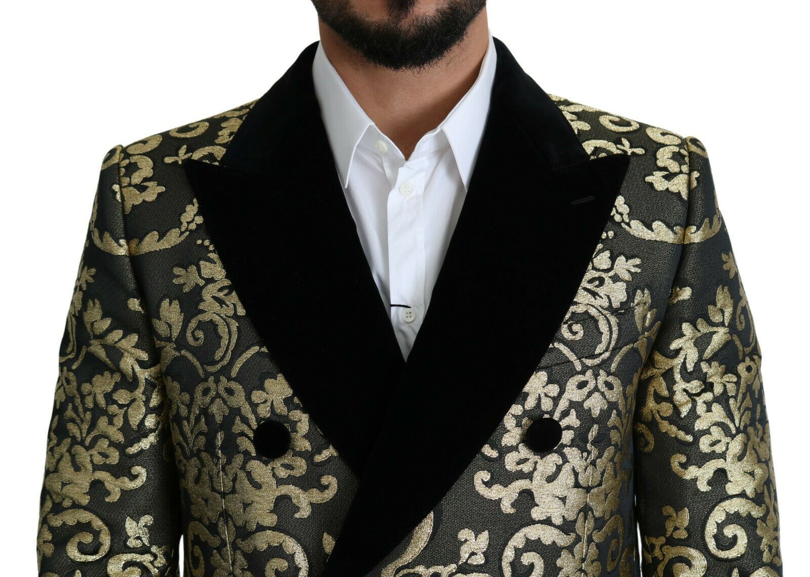 Dolce & Gabbana Black Gold Jacquard Coat SICILIA Jacket