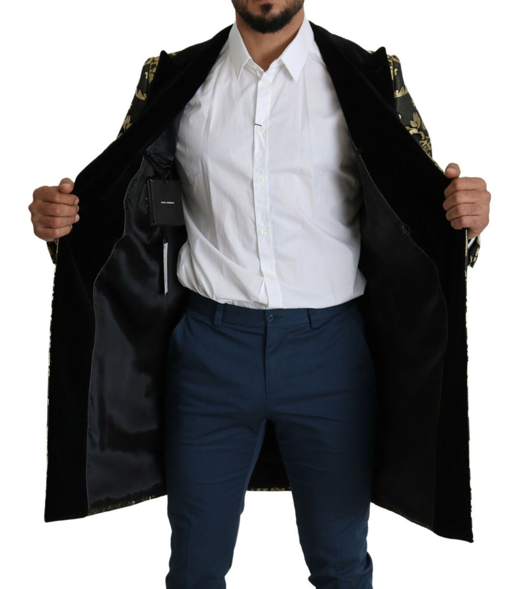 Dolce & Gabbana Black Gold Jacquard Coat SICILIA Jacket