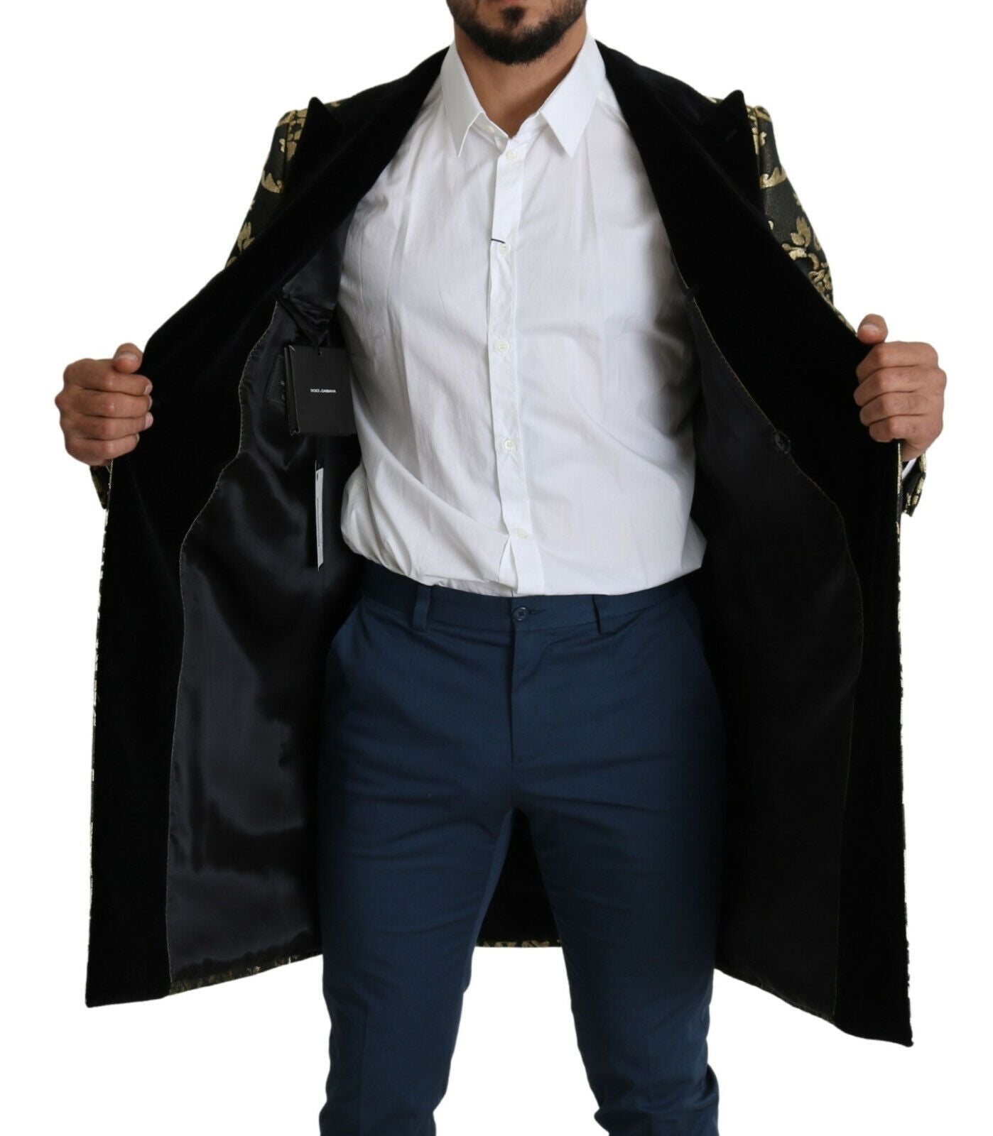 Dolce & Gabbana Black Gold Jacquard Coat SICILIA Jacket