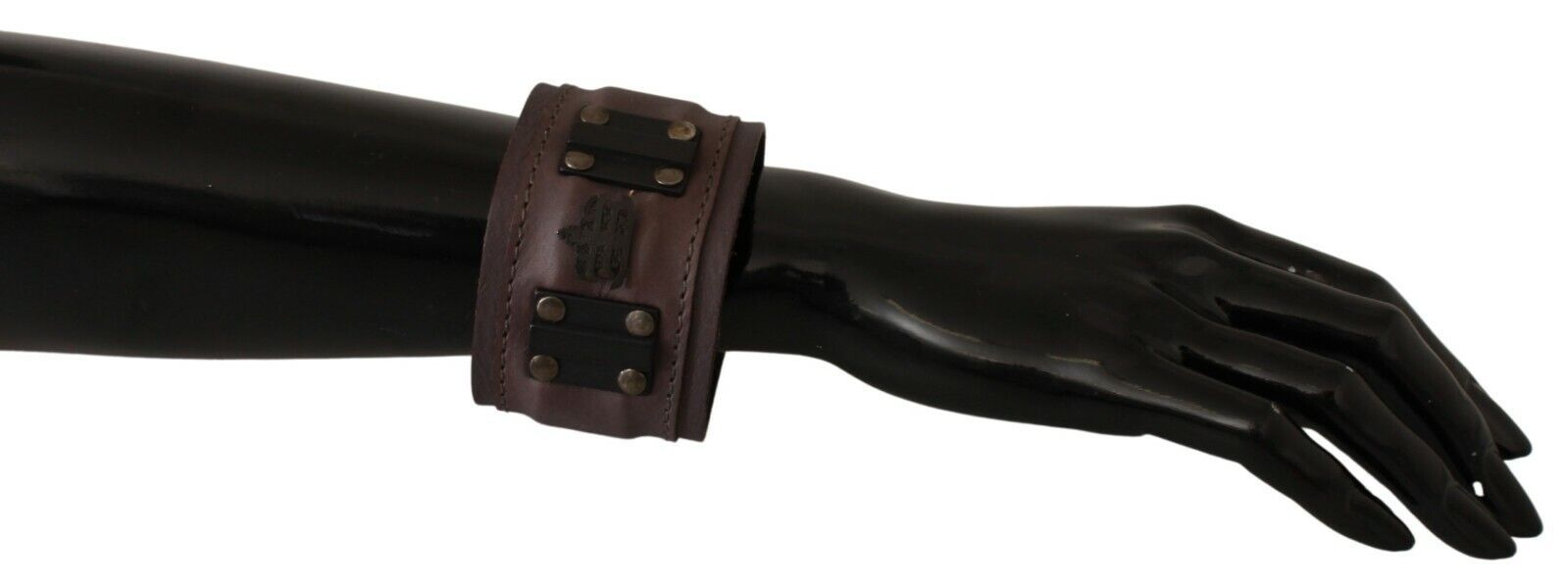 Scervino Street Brown Leather Bracelet with Wide Buckle Closure