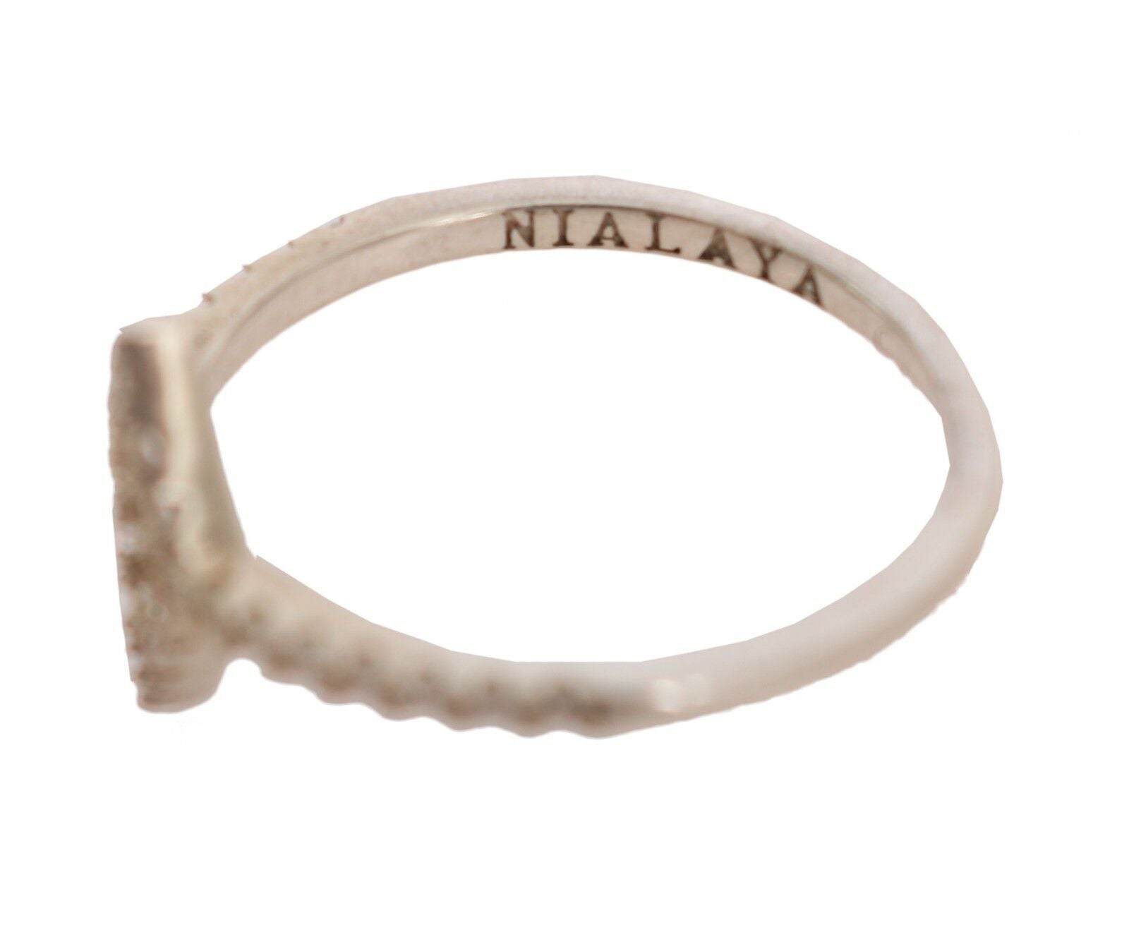 Nialaya Silver Rhombus Women's Clear CZ 925 Silver Ring