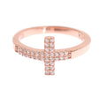 Nialaya Rose Gold 925 Silver Women's Cross CZ Ring
