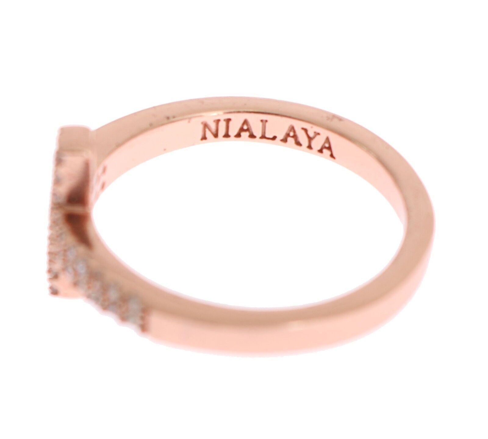 Nialaya Rose Gold 925 Silver Women's Cross CZ Ring