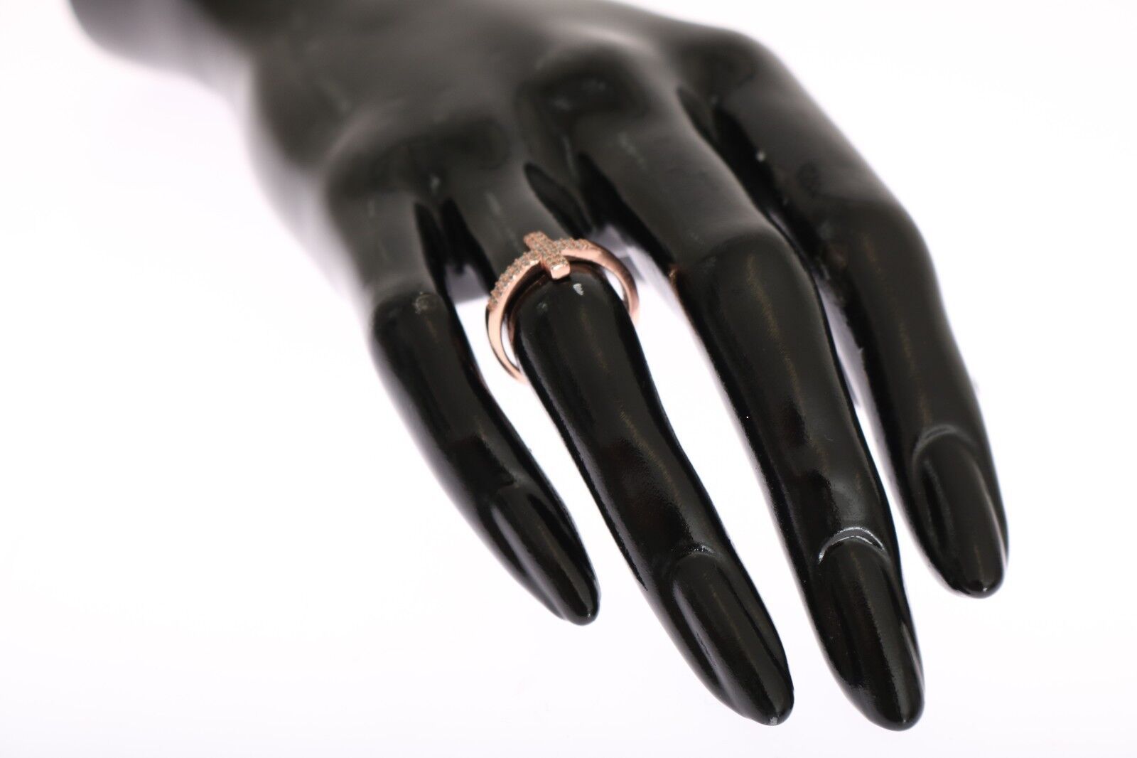 Nialaya Rose Gold 925 Silver Women's Cross CZ Ring