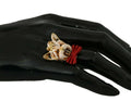 Dolce & Gabbana Beige Hund Haustier Branding Accessoire Gold Messing Harz Ring