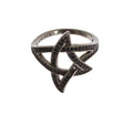 Nialaya Black CZ Rhodium Plated 925 Silver Women's Ring