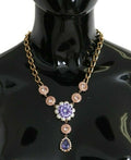 Dolce & Gabbana Rose Gold Brass Crystal Purple Pearl Pendant