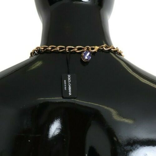 Dolce & Gabbana Rose Gold Brass Crystal Purple Pearl Pendant
