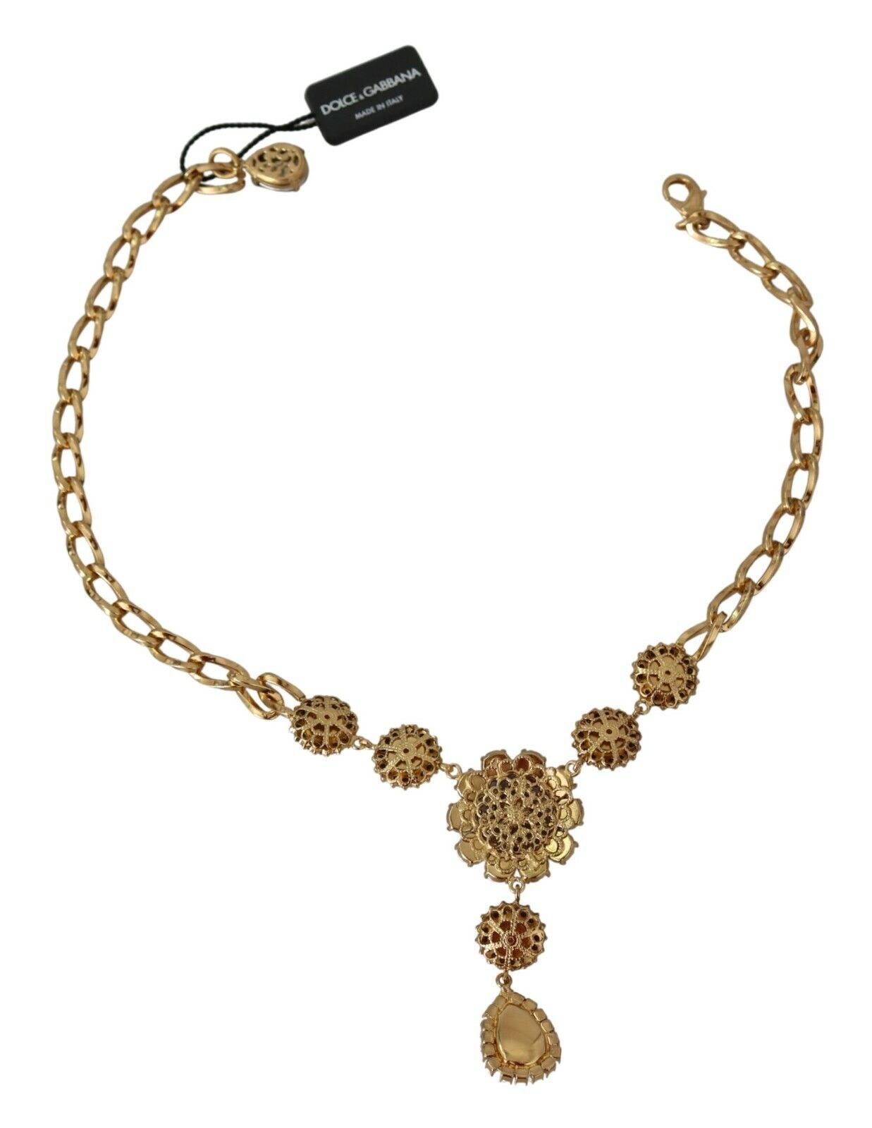 Dolce & Gabbana Rose Gold Brass Crystal Purple Pearl Pendant
