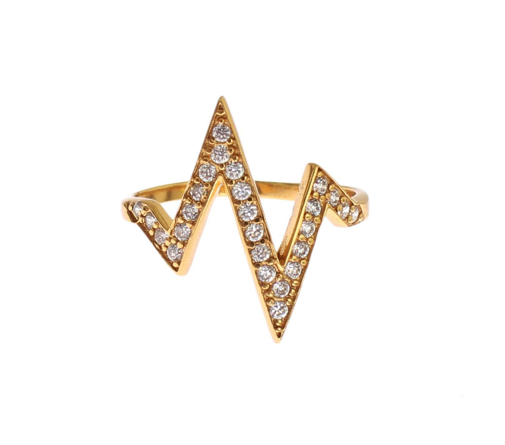 Nialaya Gold 925 Sterling Silver Women's Clear CZ 18K Ring