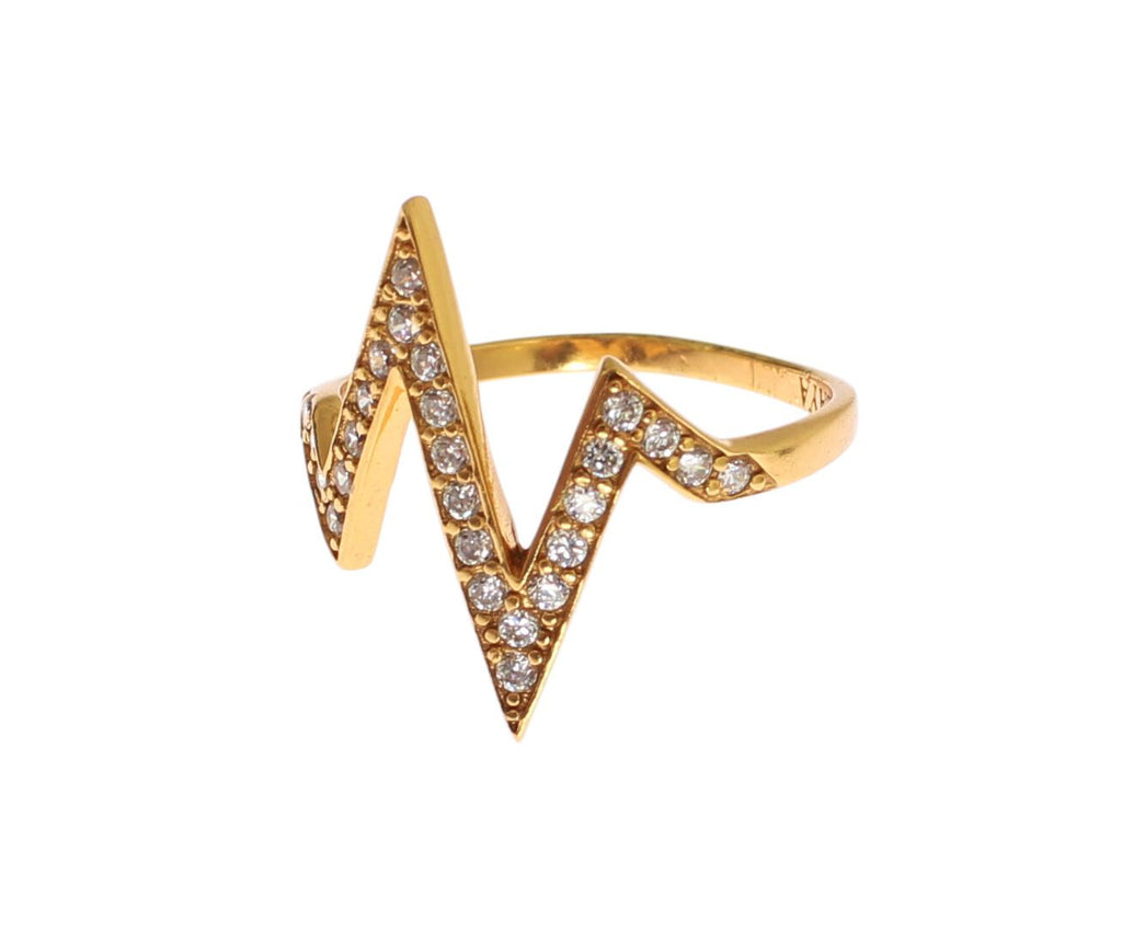 Nialaya Gold 925 Sterling Silver Women's Clear CZ 18K Ring