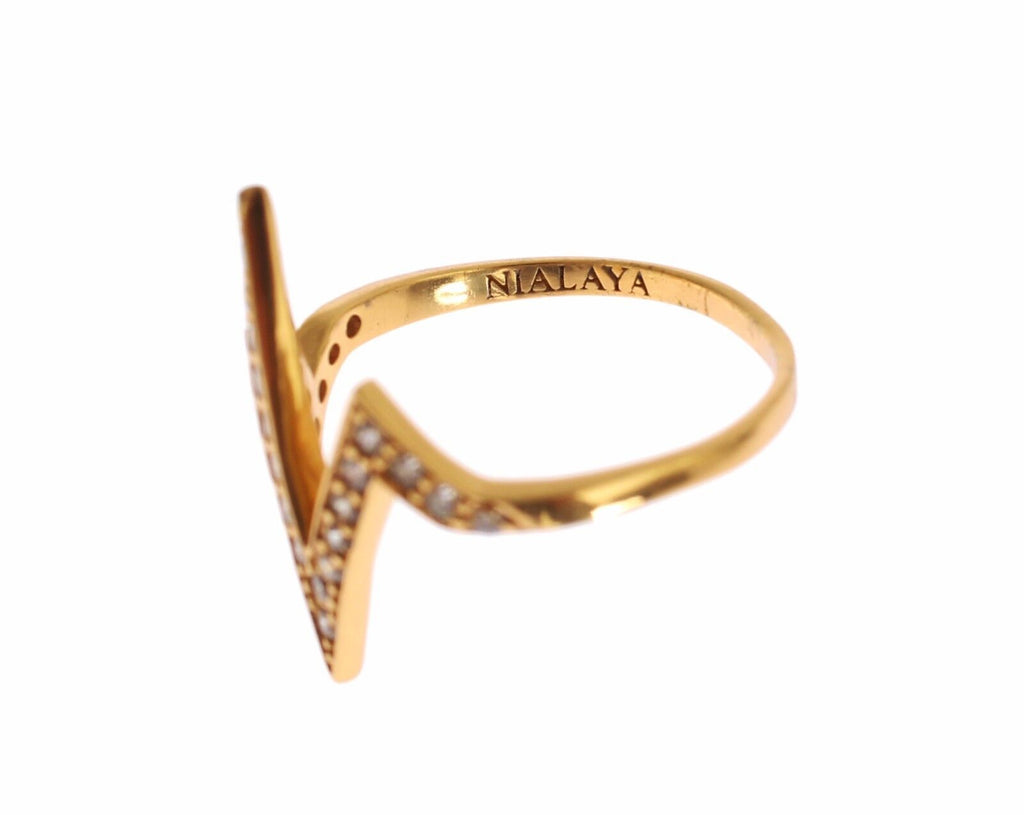 Nialaya Gold 925 Sterling Silver Women's Clear CZ 18K Ring