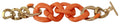 Ermanno Scervino Gold-Orange Chain Wide Brass Plastic Bracelet