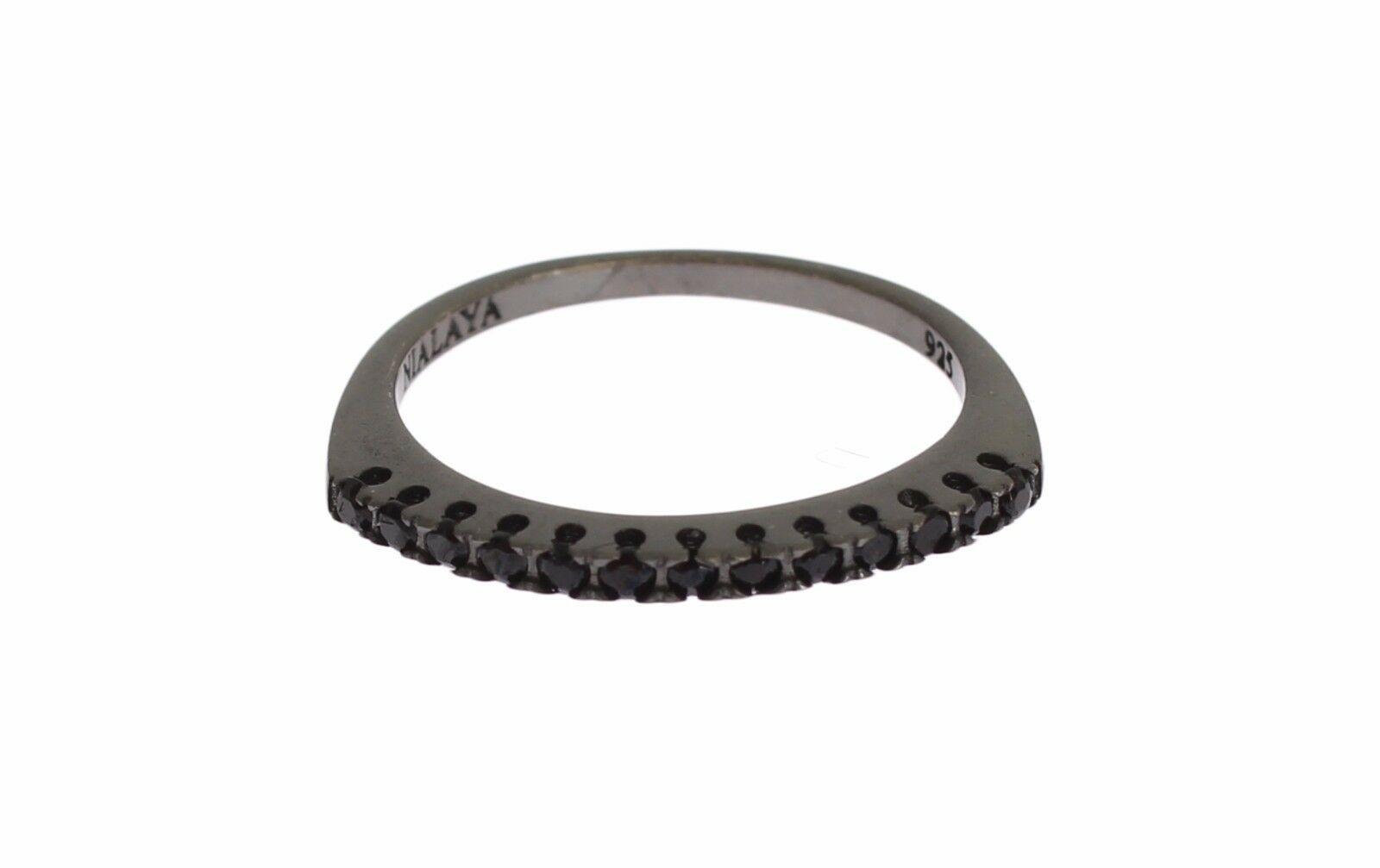 Nialaya Schwarz CZ Rhodium 925 Silber Damen Ring