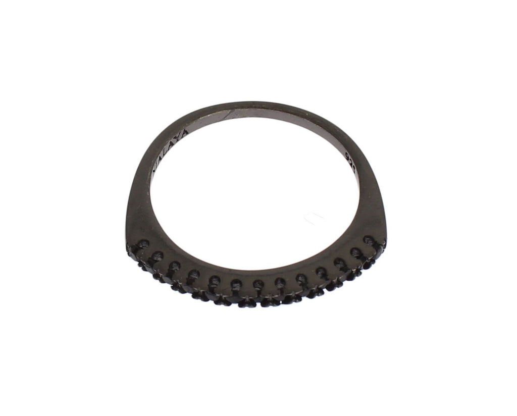Nialaya Schwarz CZ Rhodium 925 Silber Damen Ring