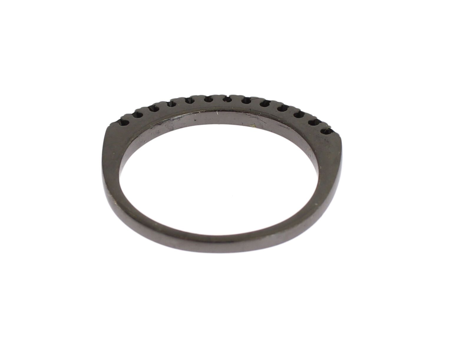 Nialaya Schwarz CZ Rhodium 925 Silber Damen Ring