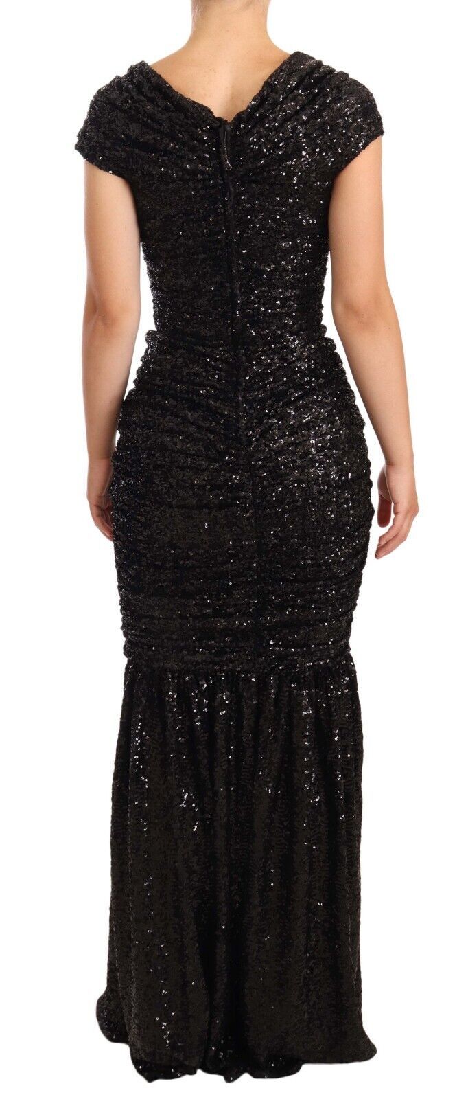 Dolce & Gabbana Black Sequin Off-the-Shoulder Dress