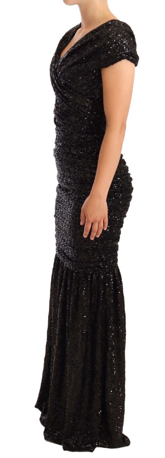 Dolce & Gabbana Black Sequin Off-the-Shoulder Dress