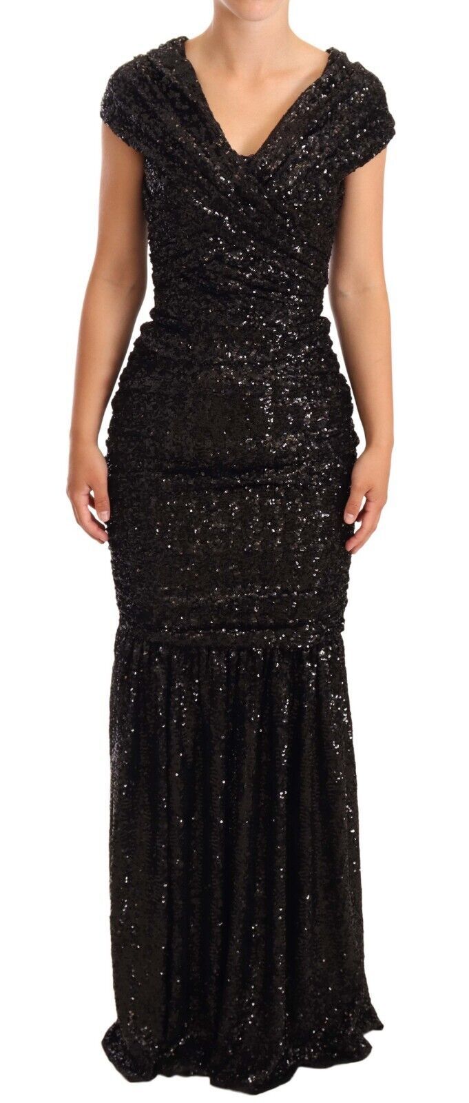 Dolce & Gabbana Black Sequin Off-the-Shoulder Dress