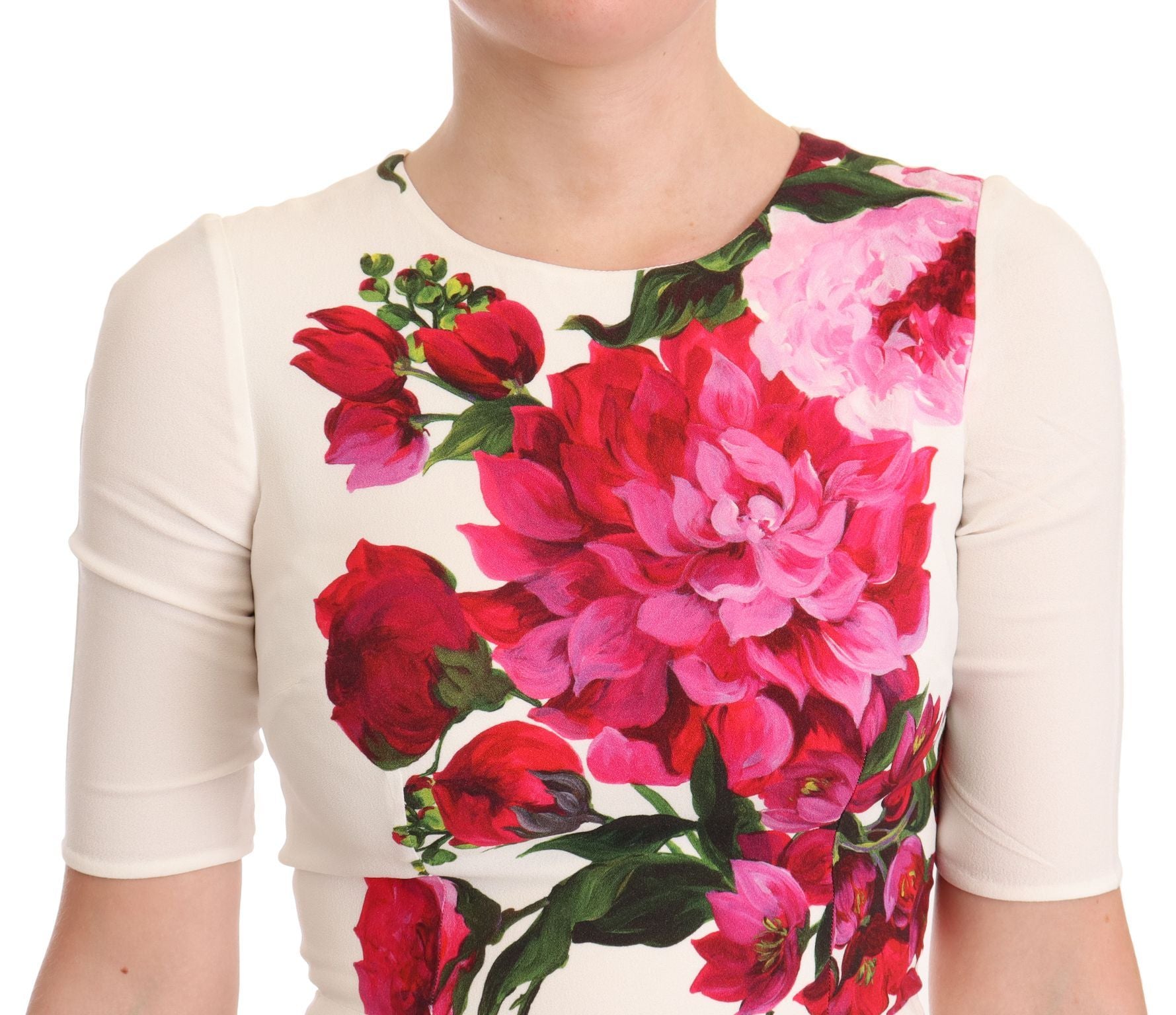 Dolce & Gabbana Floral Crepe Midi Dress with Slit