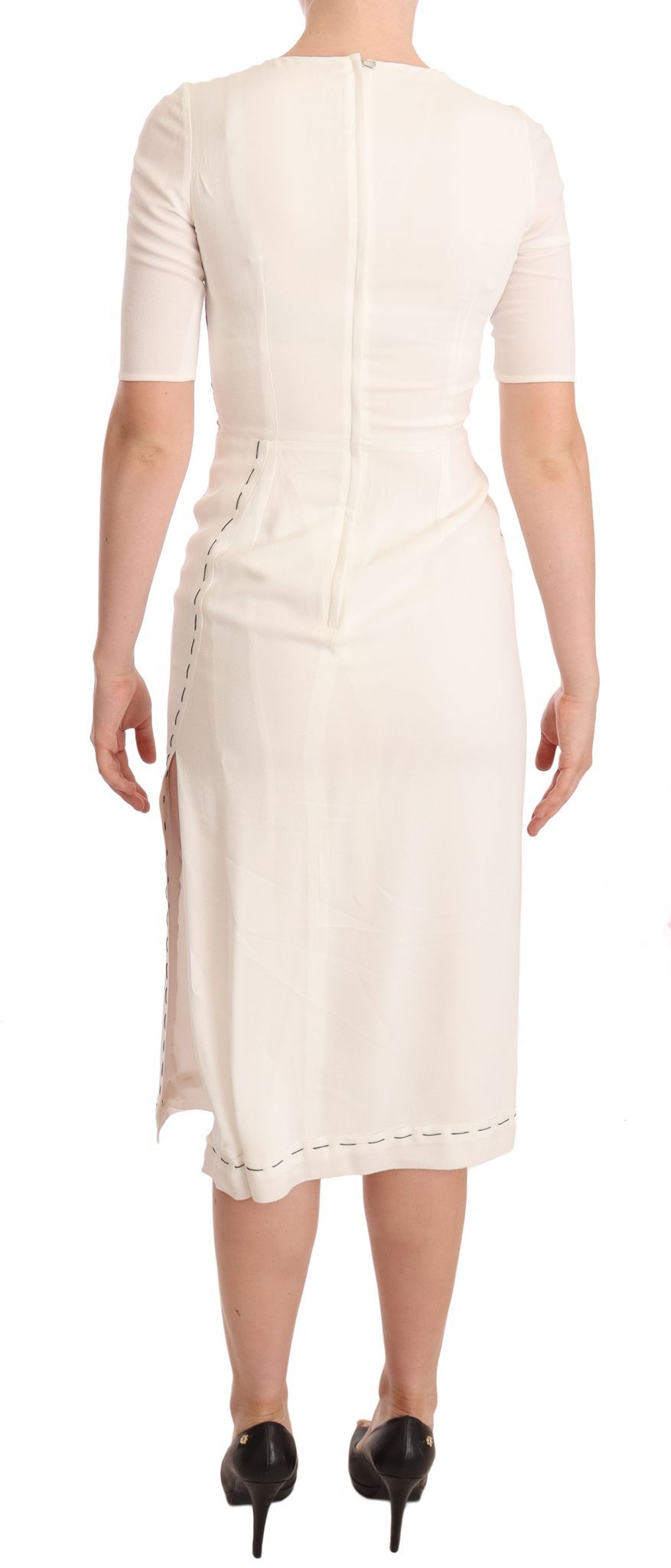 Dolce & Gabbana Floral Crepe Midi Dress with Slit