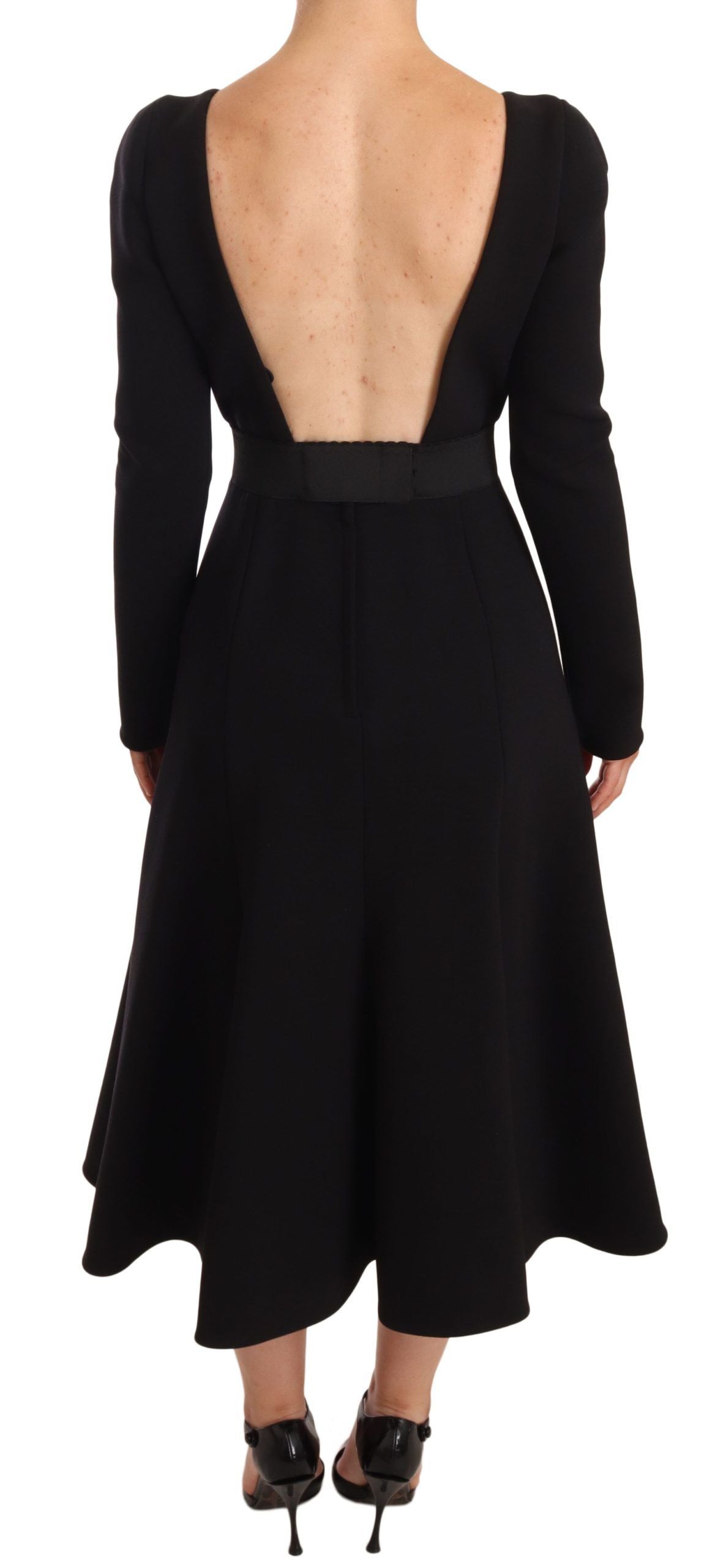 Dolce & Gabbana Black Open-Back Wool Stretch Coat Dress