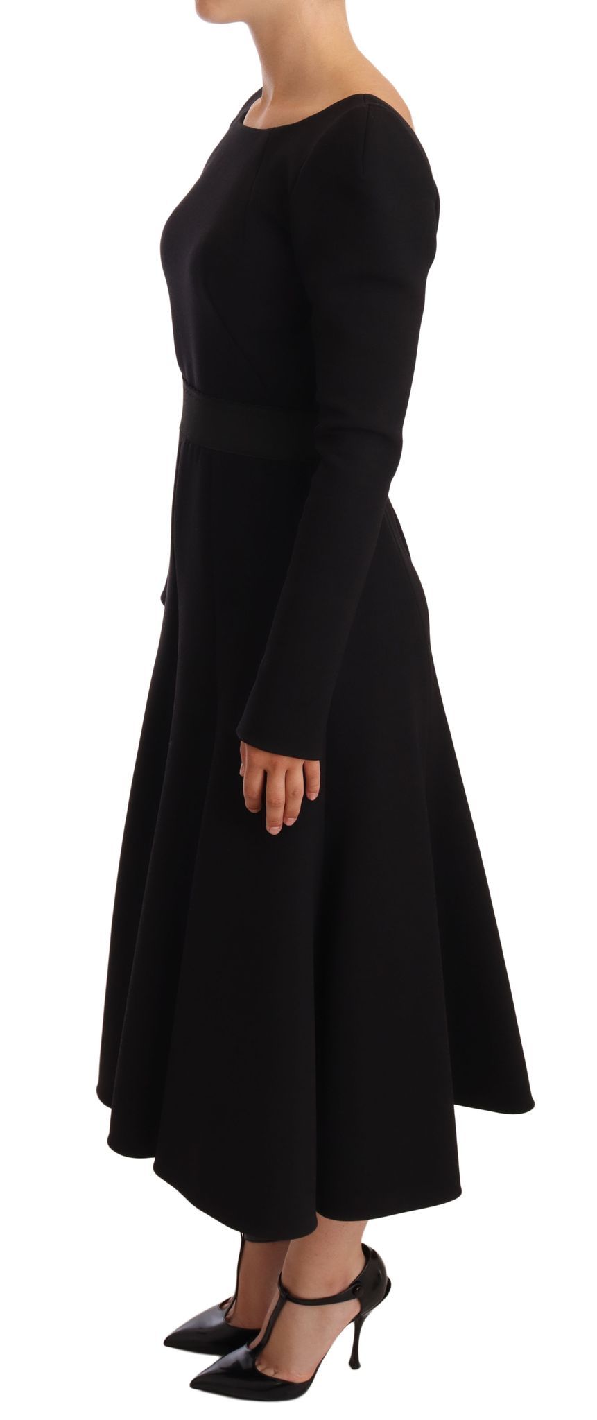 Dolce & Gabbana Black Open-Back Wool Stretch Coat Dress
