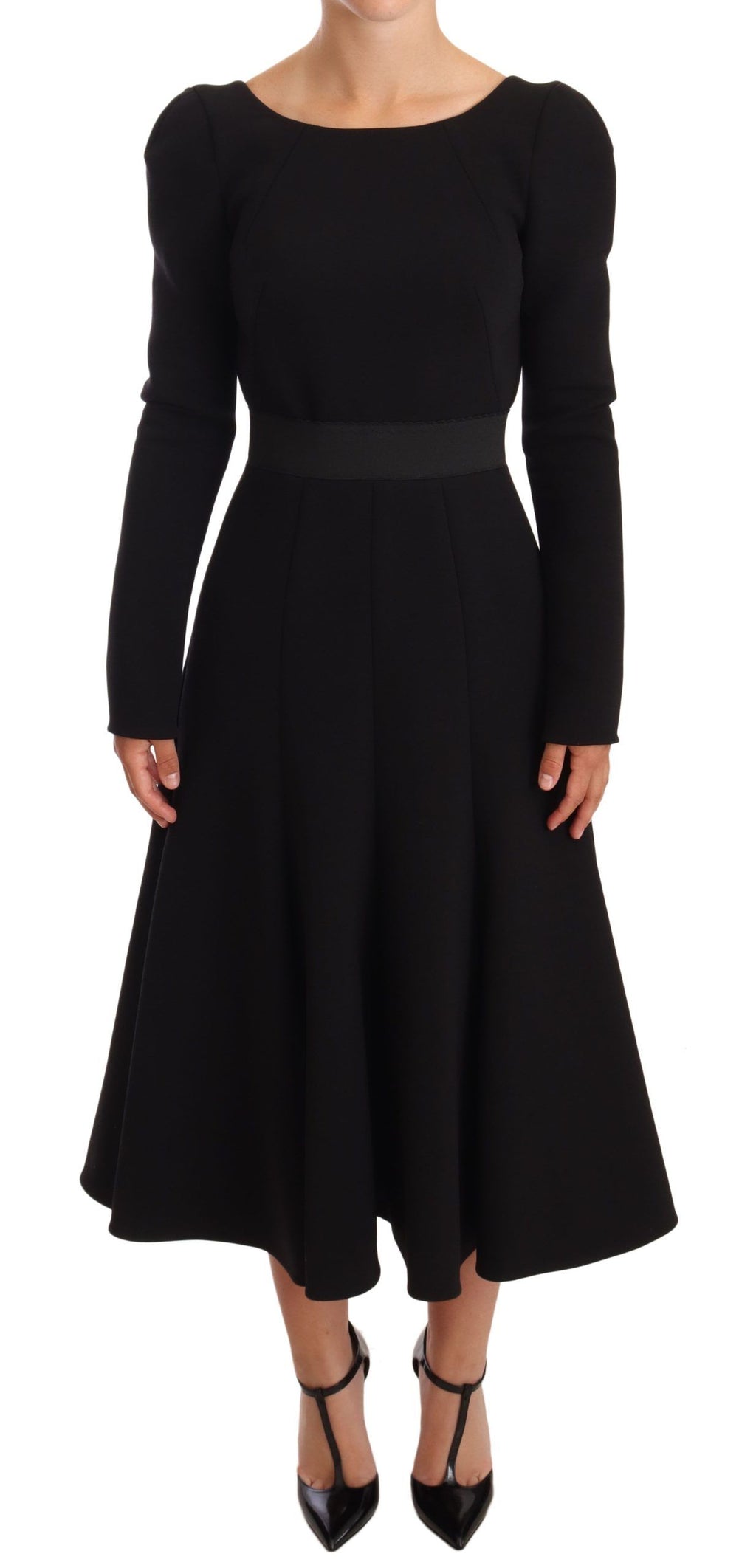Dolce & Gabbana Black Open-Back Wool Stretch Coat Dress