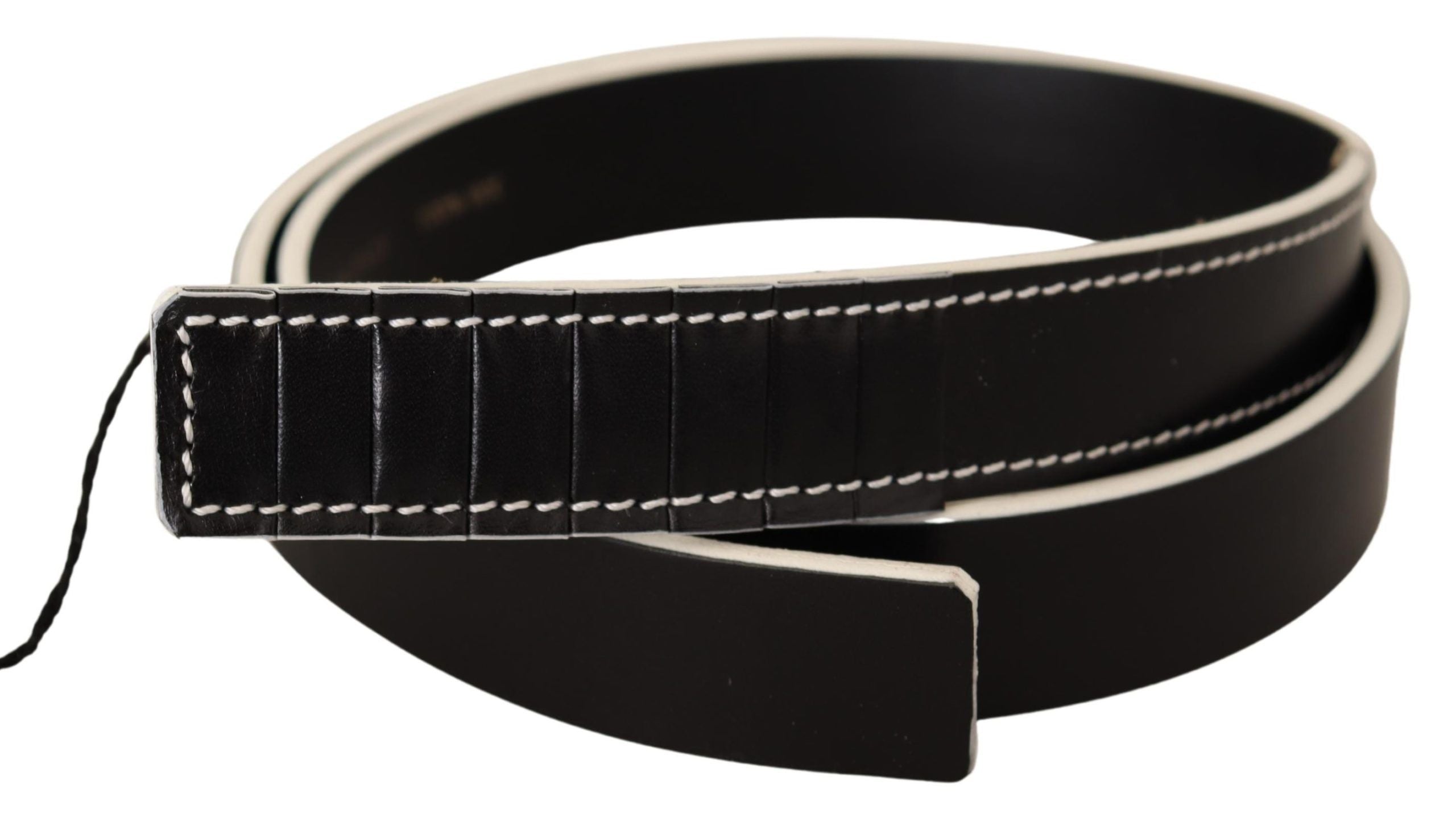 Costume National Black White Leather Waist Belt