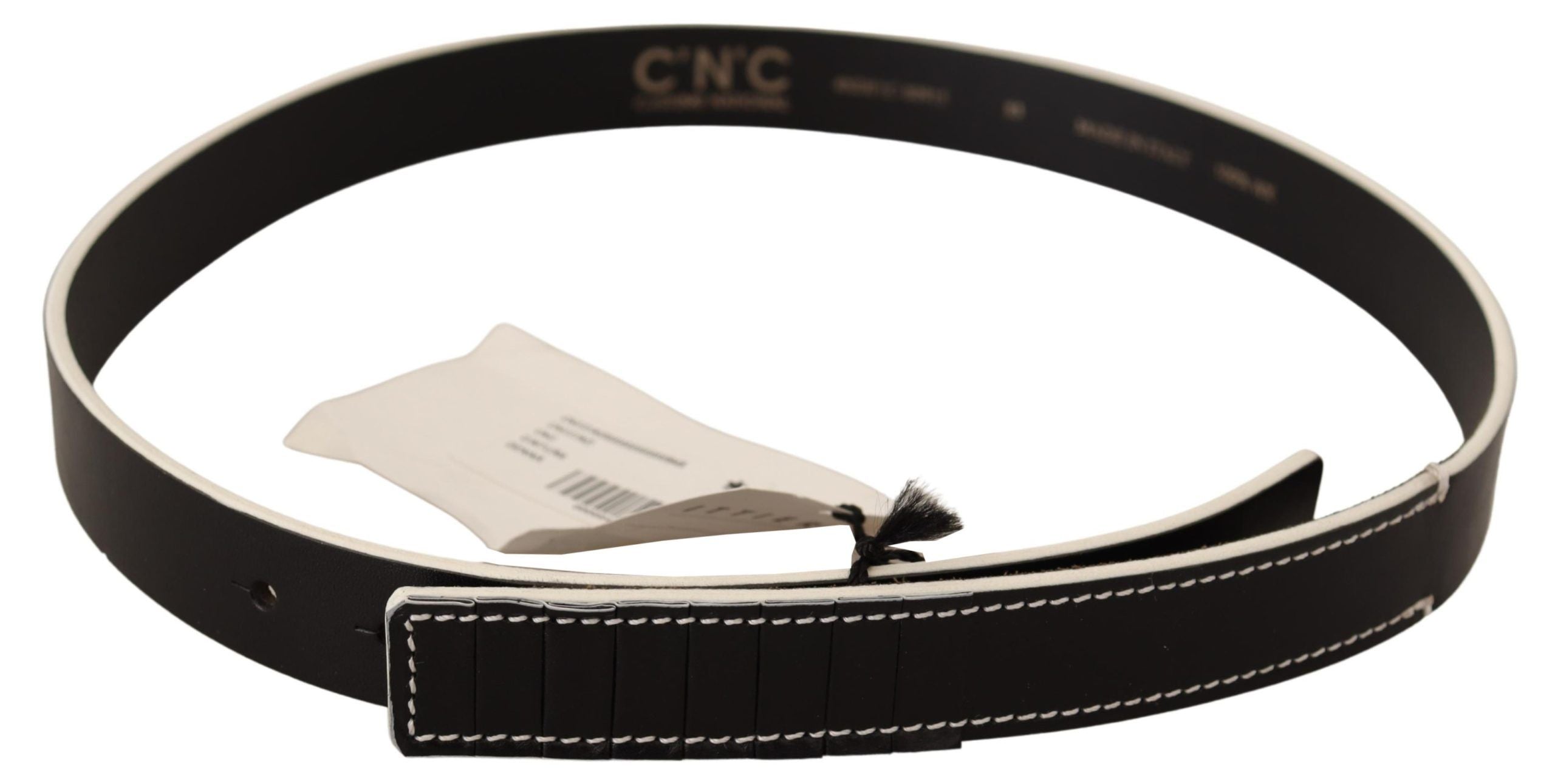 Costume National Black White Leather Waist Belt