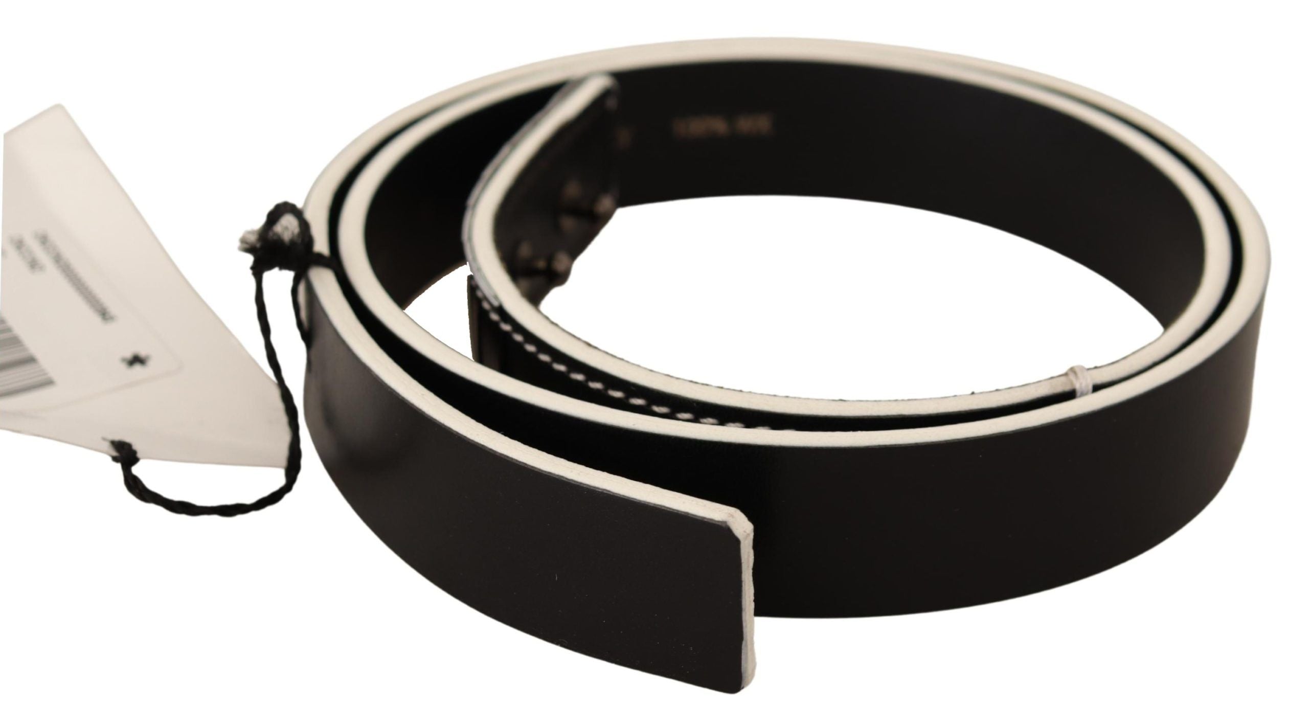 Costume National Black White Leather Waist Belt