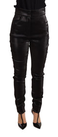 Dolce & Gabbana Schwarz-silberne Lurexfaden-Baumwoll-Stretch-Hose