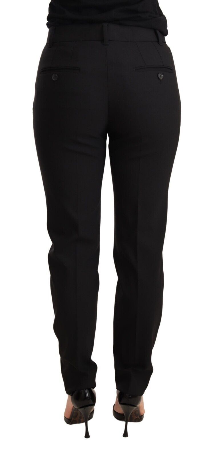 Dolce & Gabbana Women's Black Tapered Virgin Wool Trousers