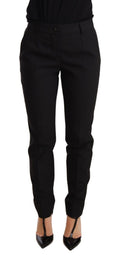 Dolce & Gabbana Women's Black Tapered Virgin Wool Trousers