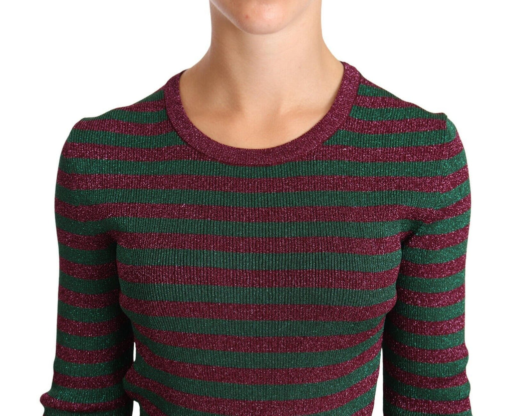 Dolce & Gabbana Mehrfarbig gestreifter Pullover mit Rundhalsausschnitt