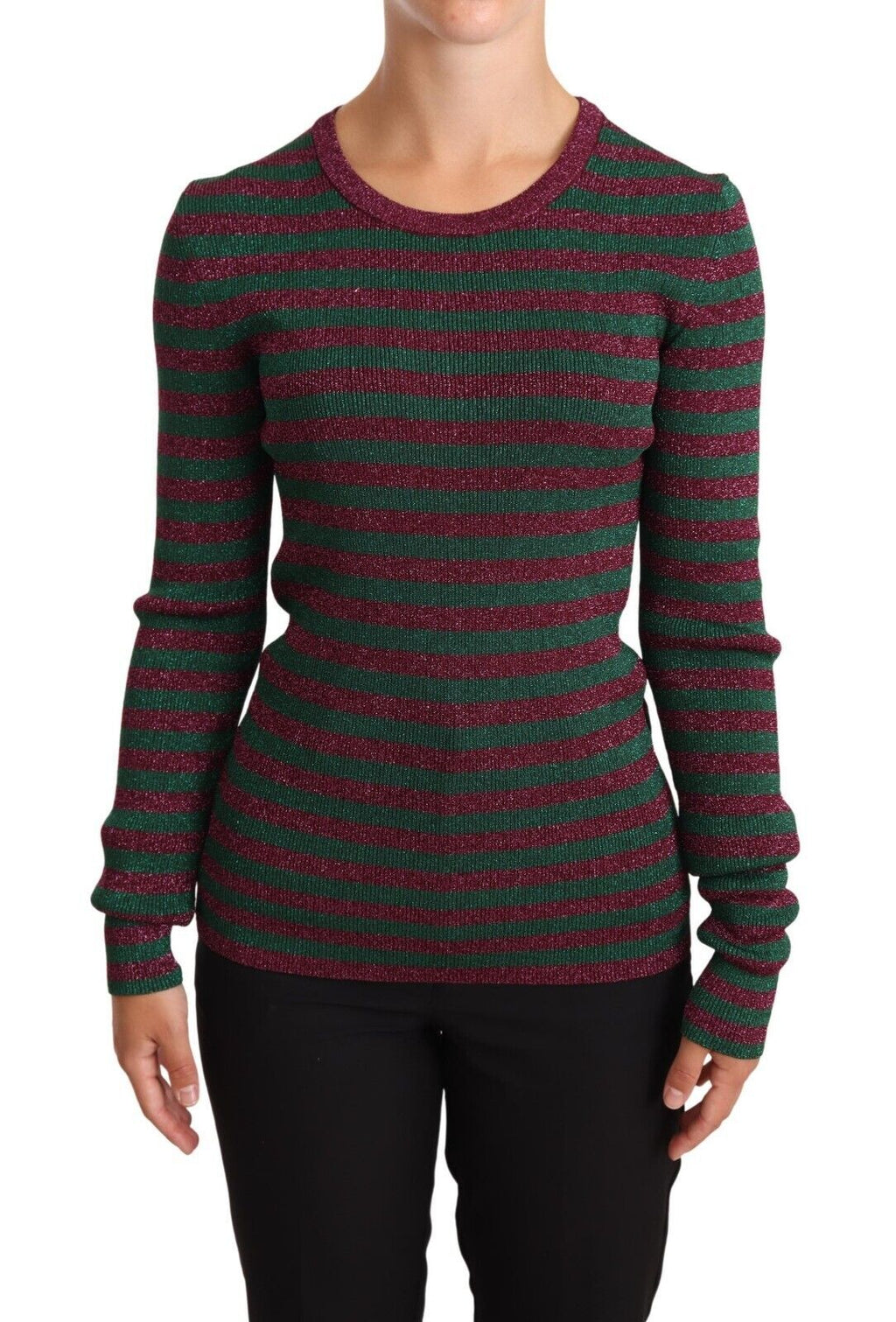 Dolce & Gabbana Mehrfarbig gestreifter Pullover mit Rundhalsausschnitt