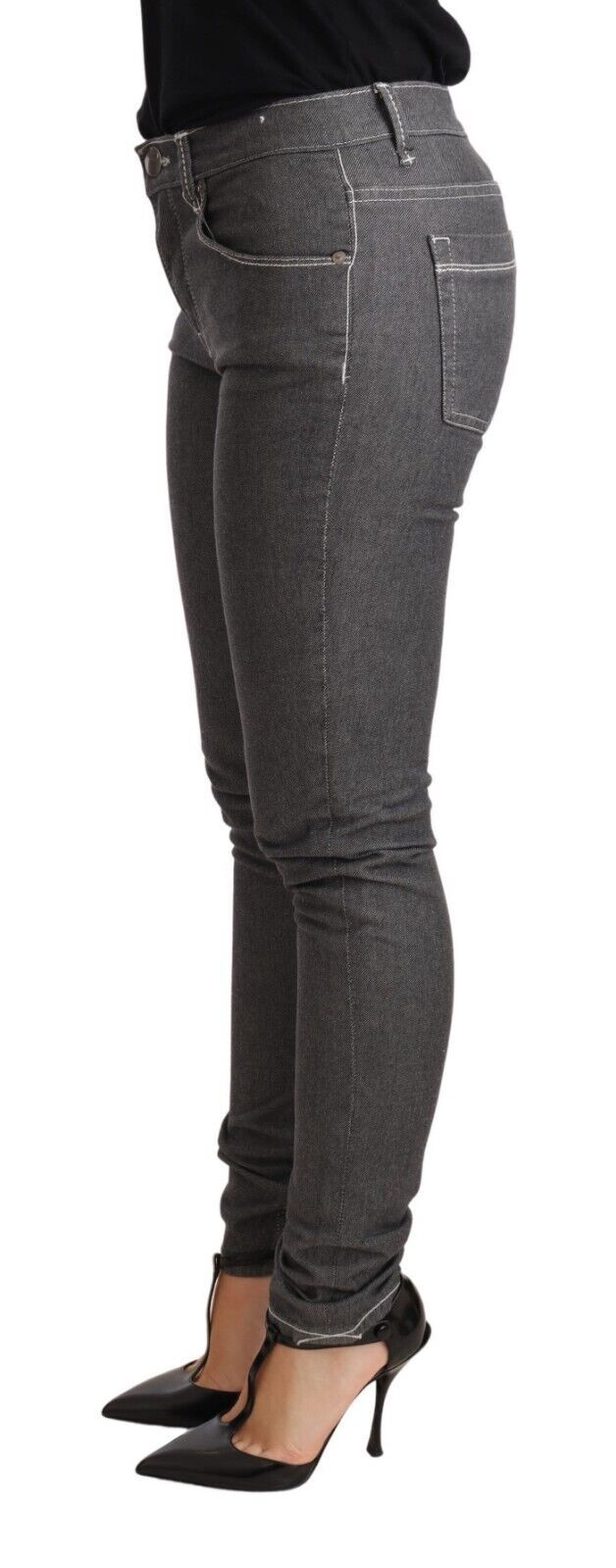 Eight Grey Low-Rise Skinny Denim Jeans