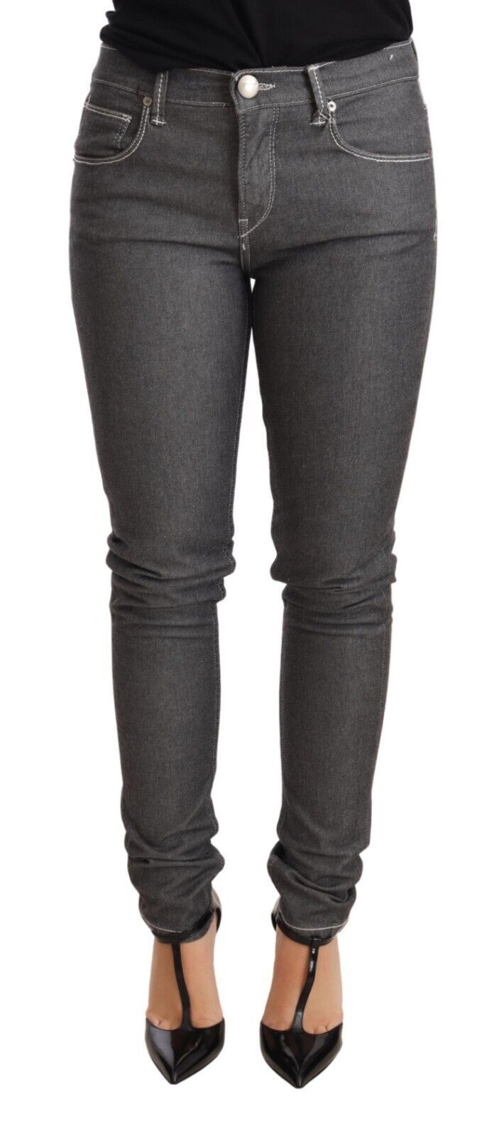 Eight Grey Low-Rise Skinny Denim Jeans