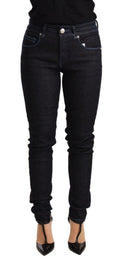 Acht Blaue Baumwolle mit niedriger Taille Slim Fit Denim Damen Hosenjeans