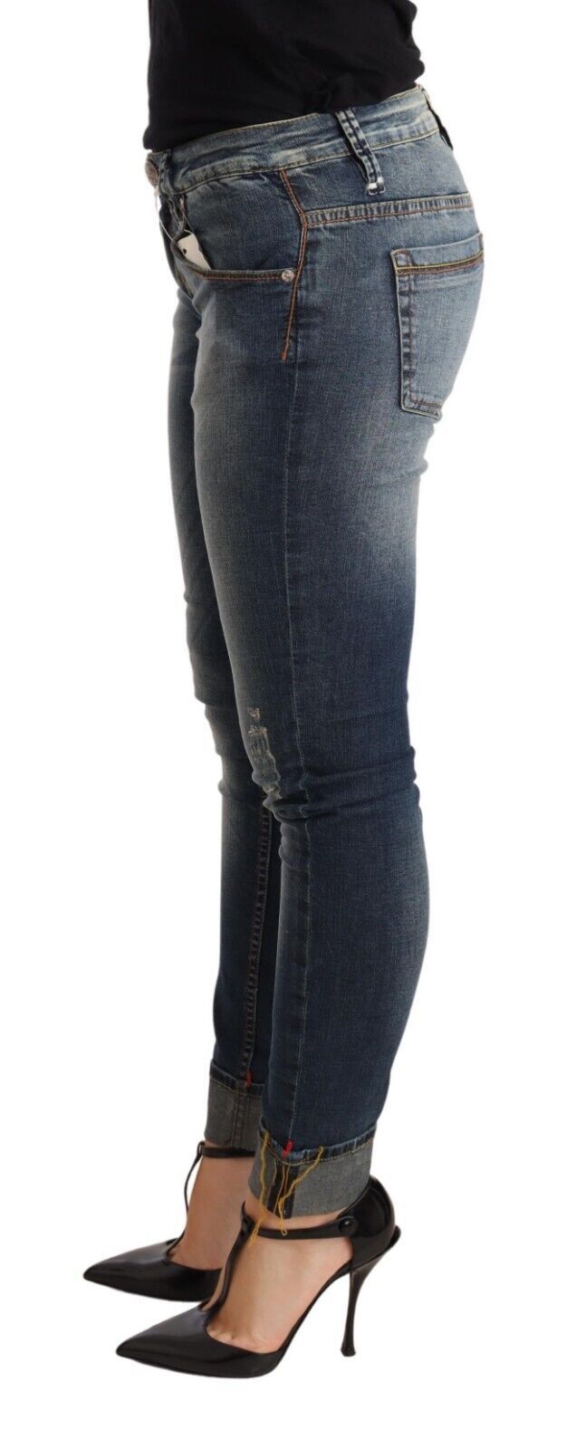 Eight Blue Washed Low Waist Skinny Denim Women's Jeans