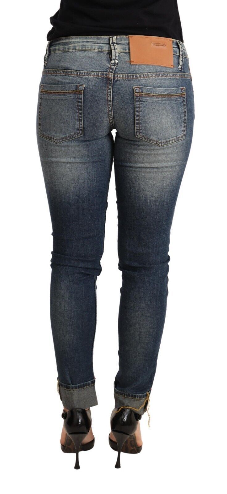 Eight Blue Washed Low Waist Skinny Denim Women's Jeans