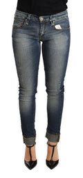 Eight Blue Washed Low Waist Skinny Denim Women's Jeans