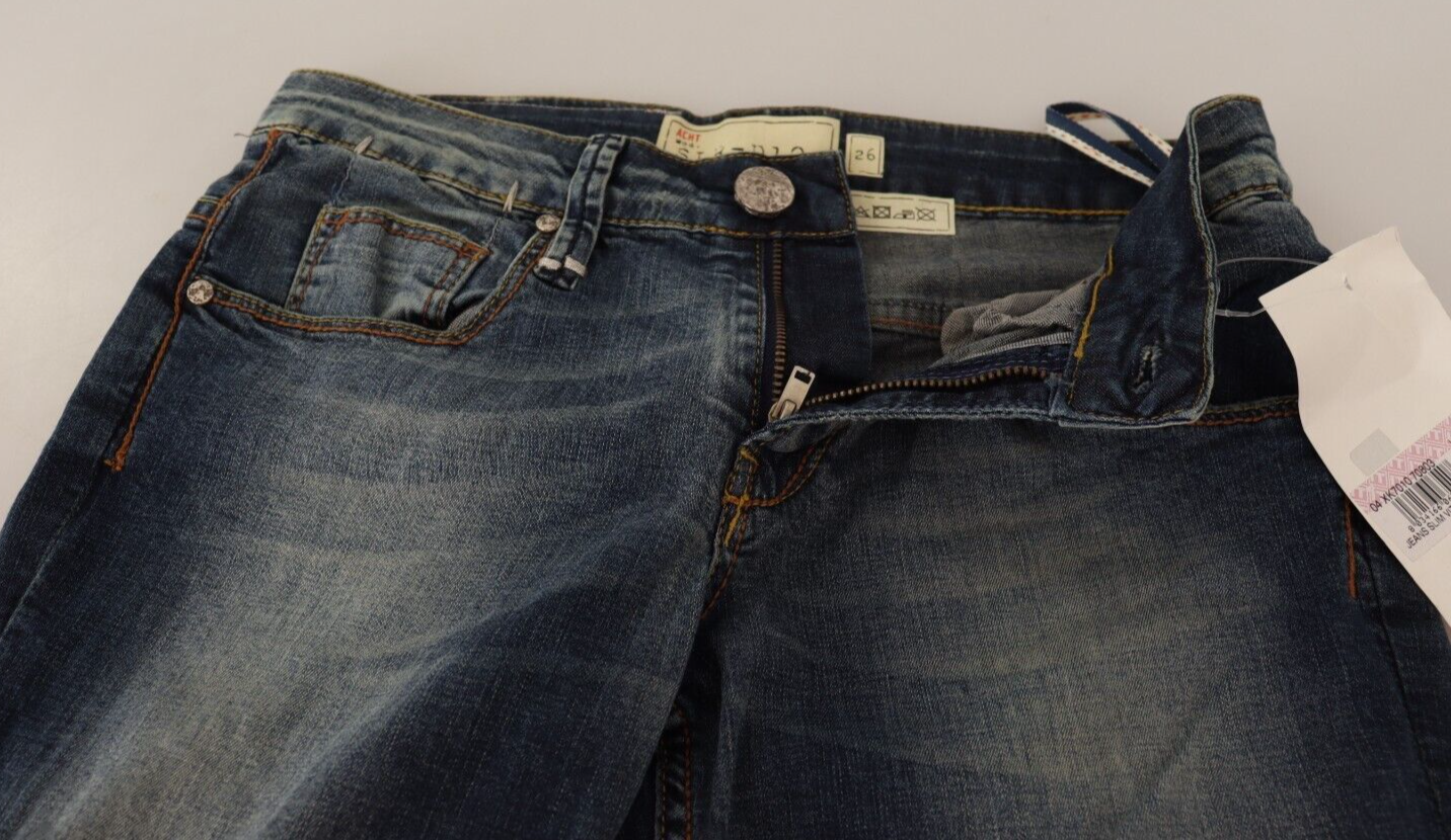 Eight Blue Washed Low Waist Skinny Denim Women's Jeans