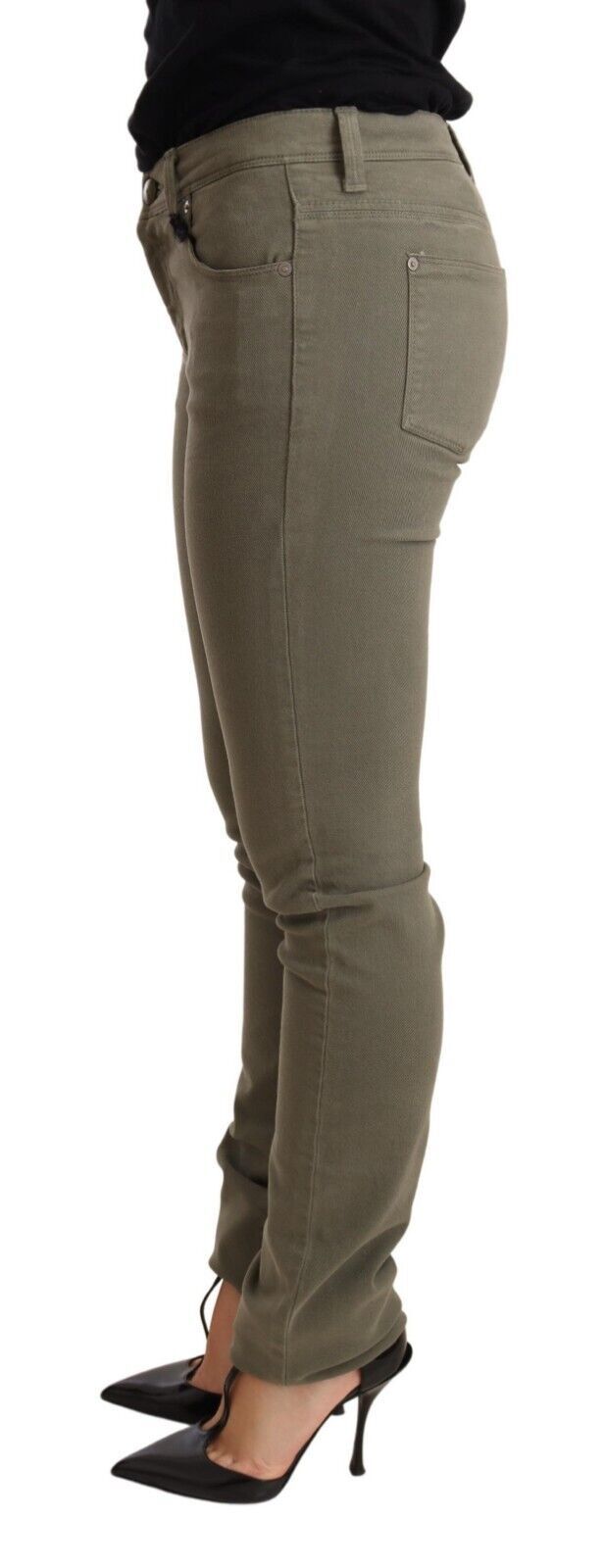 Ermanno Scervino Green Low Waist Skinny Slim Cotton Jeans